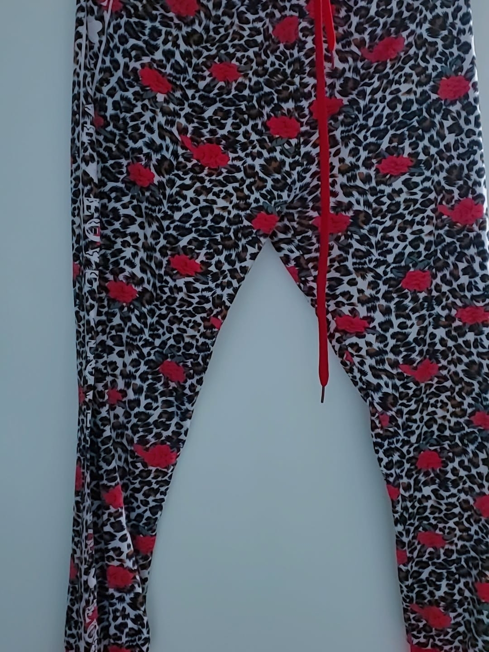Urban Outfitters Leopard Print Track Pants with Red Floral Accents